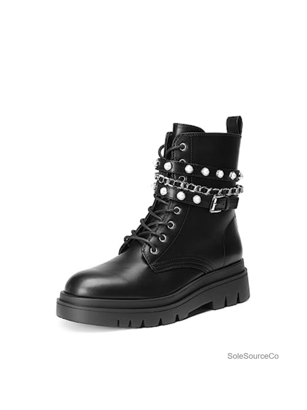 Women's Combat Boots Lace Up Ankle Booties Faux Leather Chunky Platform Heel